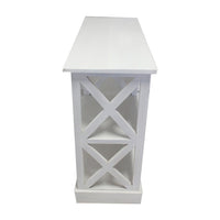 Console Table with 3-Tier Design, X Cutout Sides, White Wood 39 Inch - BM350090
