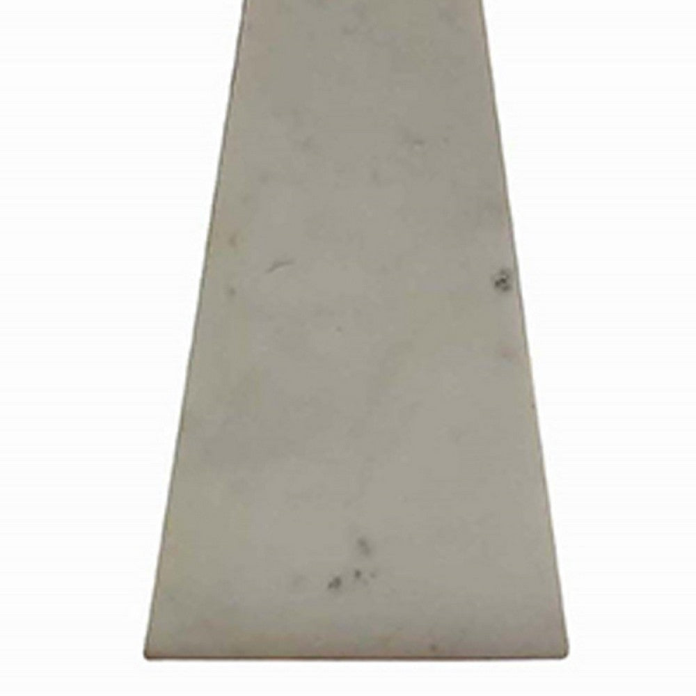 Gony Side End Table, 22 Inch Flower Top, Gold Brass Inlay, White Marble - BM350093