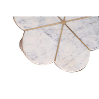 Gony Side End Table, 22 Inch Flower Top, Gold Brass Inlay, White Marble - BM350093