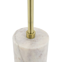 Gony Side End Table, 16 Inch Flower Top, Brass Inlay, White Marble - BM350096