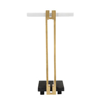 Dani Side End Table, 13 Inch Square Top, C Shape, White and Black Marble - BM350103