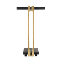 Dani Side End Table, 13 Inch Square Top, C Shape, Black Marble, Gold - BM350104