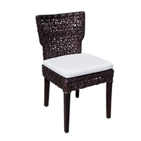 Dining Side Chair, Rattan Woven Seat and Back, Modern Black Wood Frame - BM350108