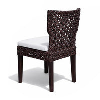 Dining Side Chair, Rattan Woven Seat and Back, Modern Black Wood Frame - BM350108