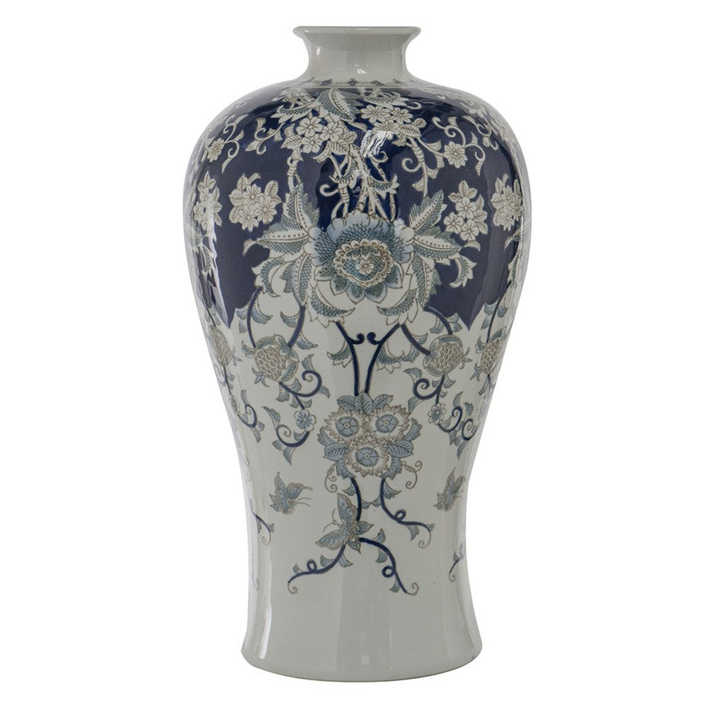Rayn Decorative Urn, Blue White Chinoiserie Art, 24 Inch Porcelain - BM350113
