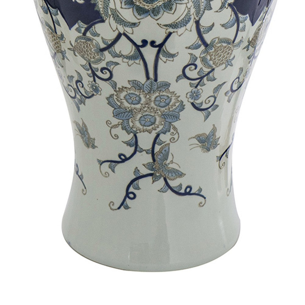 Rayn Decorative Urn, Blue White Chinoiserie Art, 24 Inch Porcelain - BM350113