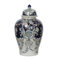 Rayn Ginger Jar with Lid, Blue White Chinoiserie Art, 23 Inch Porcelain - BM350114