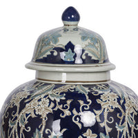 Rayn Ginger Jar with Lid, Blue White Chinoiserie Art, 23 Inch Porcelain - BM350114