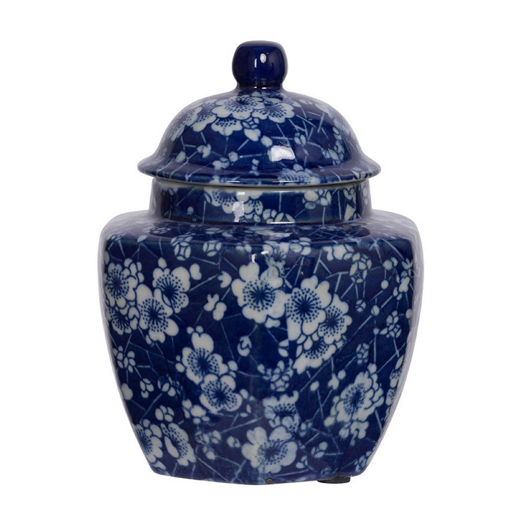 Porcelain Decorative Jars with Lid Set of 3, Blue White Chinoiserie, 6 Inch - BM350116