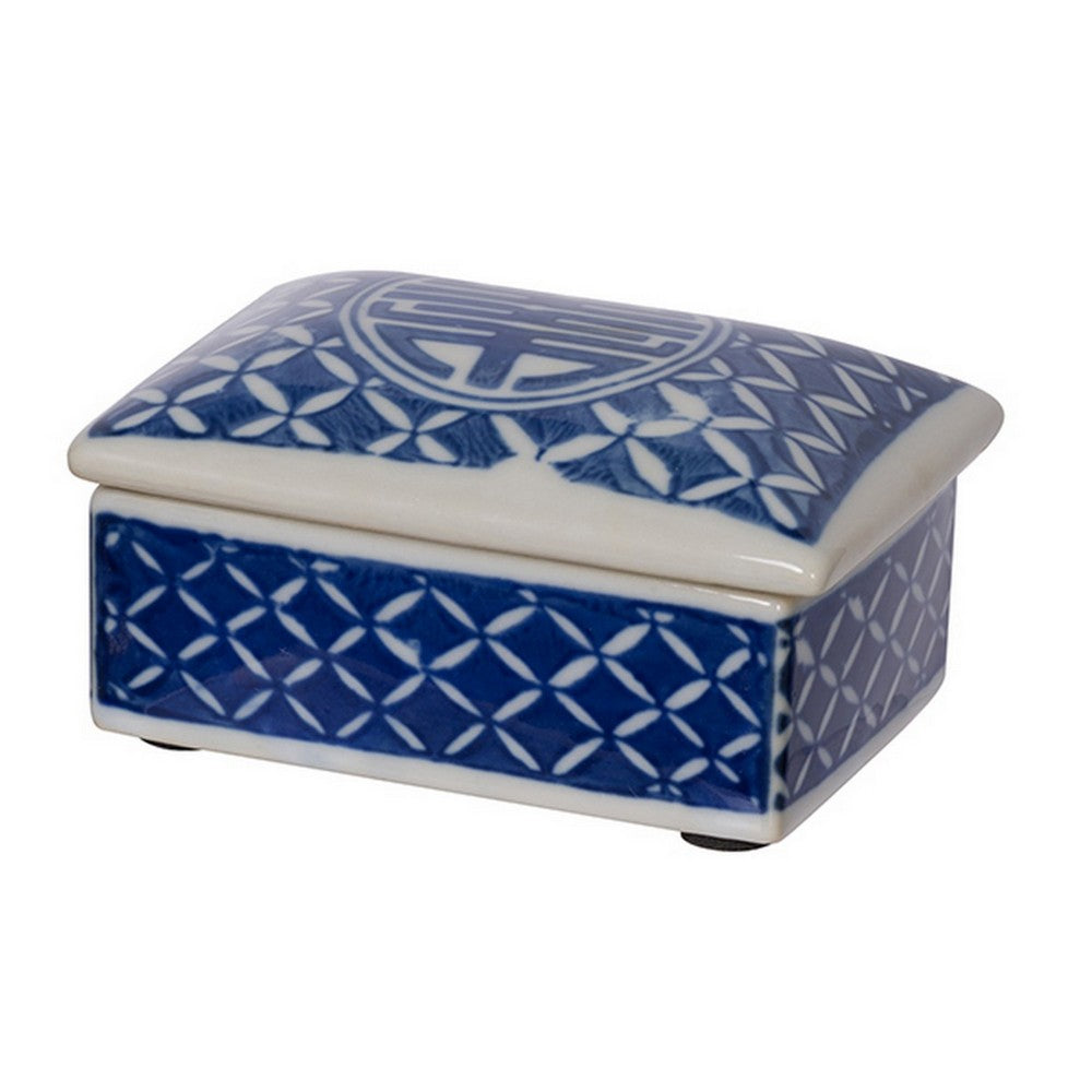 Porcelain Decorative Storage Boxes Set of 3, Blue White Chinoiserie Art - BM350117
