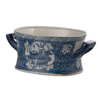 Porcelain Decorative Planter Pots Set of 2, White Blue, 20, 14 Inch - BM350118