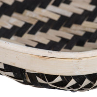 Mona Organic Wash Trays Set of 2, White Black Bamboo Woven Patterns - BM350120