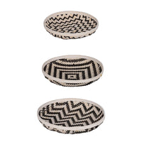 Mona Organic Wash Trays Set of 3, White Black Bamboo Woven Patterns - BM350121