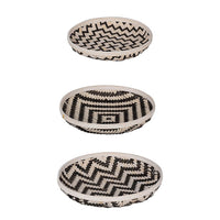 Mona Organic Wash Trays Set of 3, White Black Bamboo Woven Patterns - BM350121