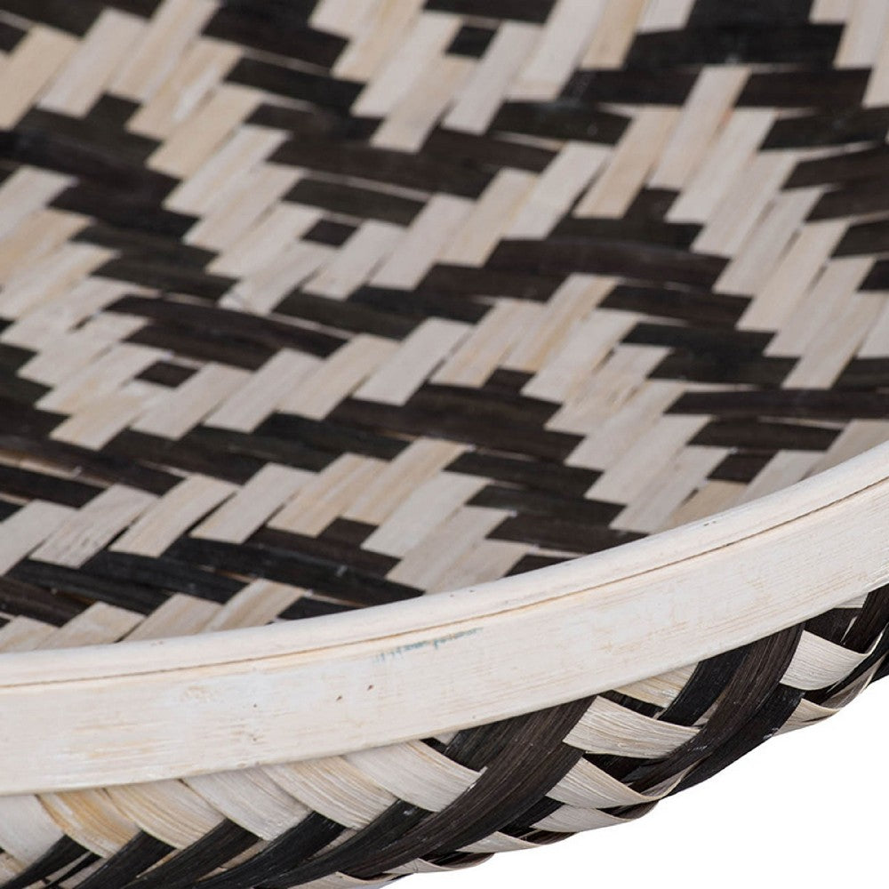 Mona Organic Wash Trays Set of 3, White Black Bamboo Woven Patterns - BM350121