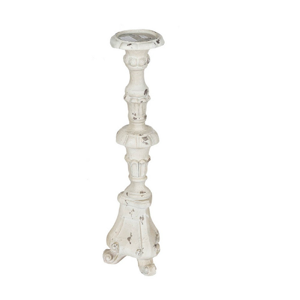 Jewa Vintage Pillar Candle Holder, 25 Inch Distressed White Magnesia - BM350123