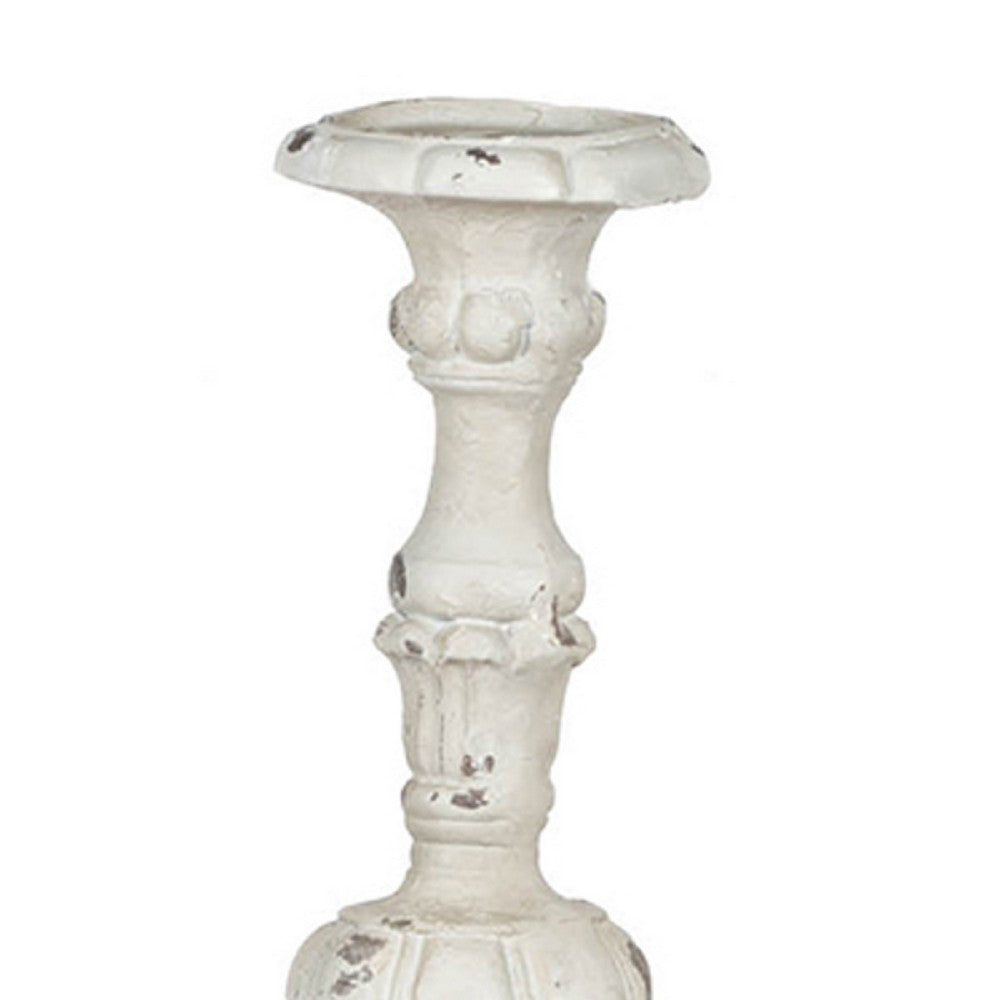 Jewa Vintage Pillar Candle Holder, 25 Inch Distressed White Magnesia - BM350123