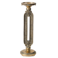 Candle Holder, Antique Gold Tabletop Accent, 14 Inch Keyhole Stem - BM350125