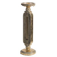 Candle Holder, Antique Gold Tabletop Accent, 14 Inch Keyhole Stem - BM350125