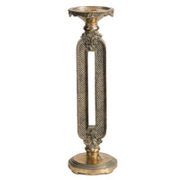 Candle Holder, Antique Gold Tabletop Accent, 14 Inch Keyhole Stem - BM350125