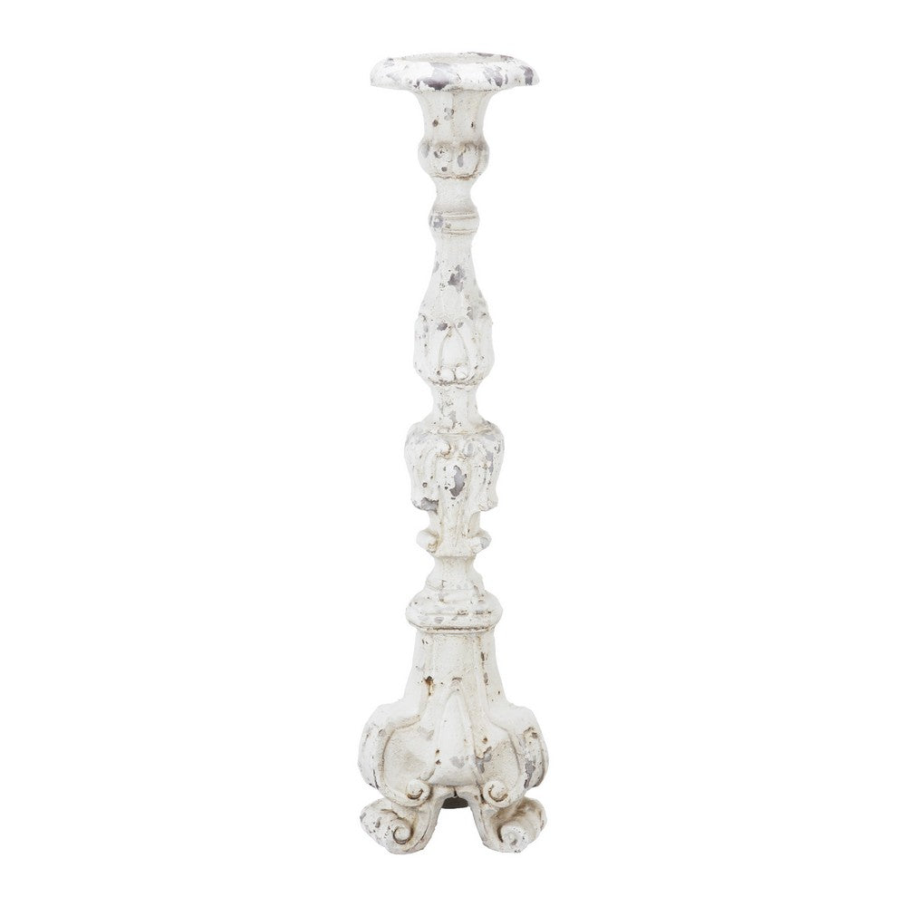 Jewa Vintage Pillar Candle Holder, 28 Inch Speckled White Magnesia - BM350126
