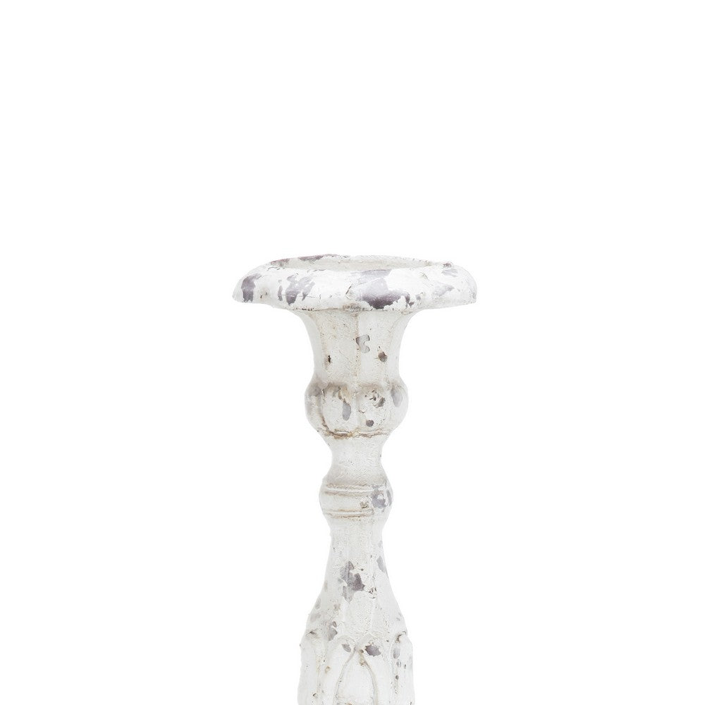Jewa Vintage Pillar Candle Holder, 28 Inch Speckled White Magnesia - BM350126