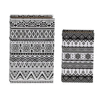 Decorative Book Storage Box Set of 2, White Black Geometric Pattern - BM350128