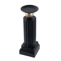 Lemo Candle Holder, Gold Sphere Accent, 15 Inch Black Iron Column Pillar - BM350130