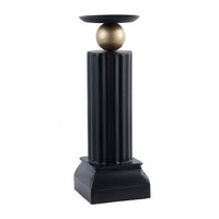 Lemo Candle Holder, Gold Sphere Accent, 15 Inch Black Iron Column Pillar - BM350130