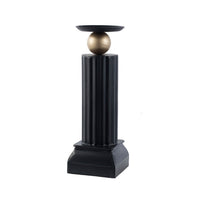 Lemo Candle Holder, Gold Sphere Accent, 18 Inch Black Iron Column Pillar - BM350131