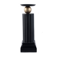 Lemo Candle Holder, Gold Sphere Accent, 18 Inch Black Iron Column Pillar - BM350131