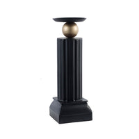 Lemo Candle Holder, Gold Sphere Accent, 18 Inch Black Iron Column Pillar - BM350131