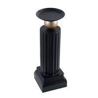 Lemo Candle Holder, Gold Sphere Accent, 18 Inch Black Iron Column Pillar - BM350131