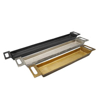 Slim Decorative Runner Tray Set of 3, Black Silver and Gold Aluminum - BM350132