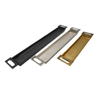 Slim Decorative Runner Tray Set of 3, Black Silver and Gold Aluminum - BM350132