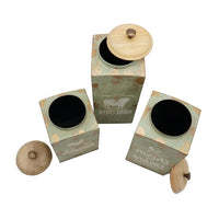 Storage Canister Jars with Wood Lids Set of 3, Farmhouse Galvanized Iron - BM350133