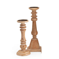 Hez 5pc Turned Candle Holder Set, Classic Accent, Rustic Brown Wood - BM350134