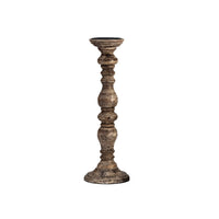 Hez 5pc Layered Candle Holder Set, Distressed Cream and Brown Wood - BM350135