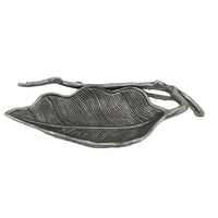 Decorative Leaf Accent Bowl Tray, 16 Inch Antique Silver Aluminum - BM350138