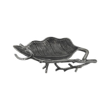 Decorative Leaf Accent Bowl Tray, 16 Inch Antique Silver Aluminum - BM350138