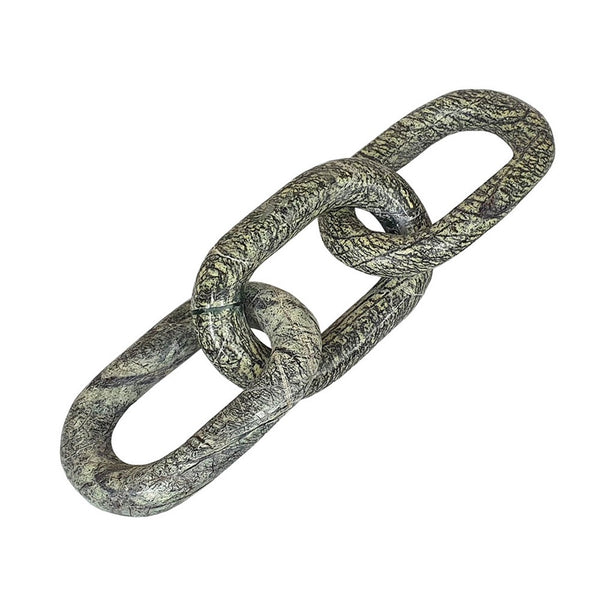 Tabletop Accent Chain Link Sculpture, 14 Inch Natural Off Green Stone - BM350139