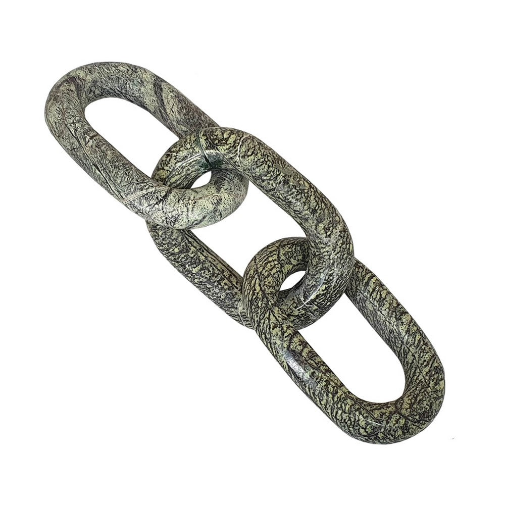 Tabletop Accent Chain Link Sculpture, 14 Inch Natural Off Green Stone - BM350139