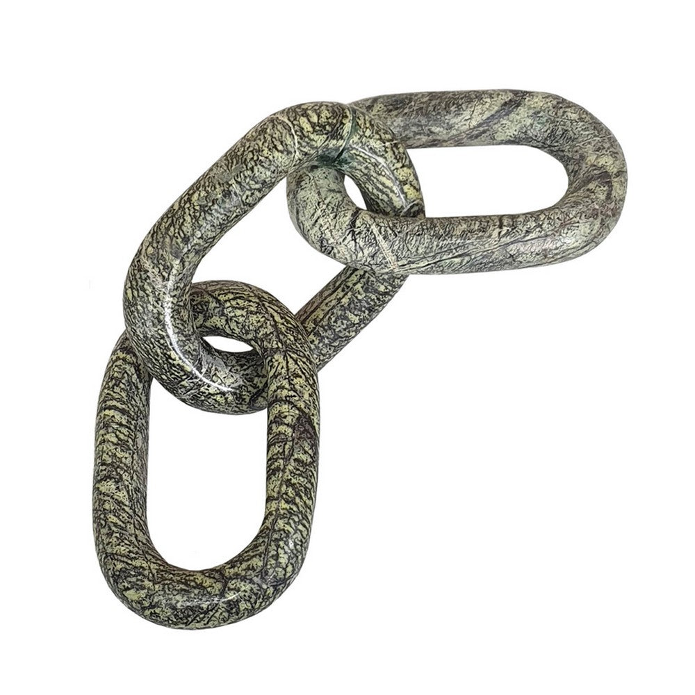 Tabletop Accent Chain Link Sculpture, 14 Inch Natural Off Green Stone - BM350139