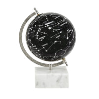 Decorative Constellation Globe, Black, White Marble Base, 12 Inch - BM350140