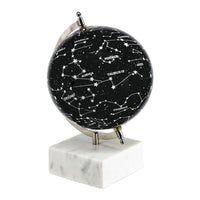 Decorative Constellation Globe, Black, White Marble Base, 12 Inch - BM350140
