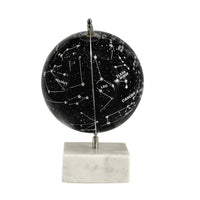 Decorative Constellation Globe, Black, White Marble Base, 12 Inch - BM350140