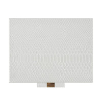 Decor Storage Boxes Set of 2, White Faux Snakeskin with Gold Accents - BM350141