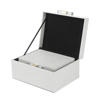 Decor Storage Boxes Set of 2, White Faux Snakeskin with Gold Accents - BM350141