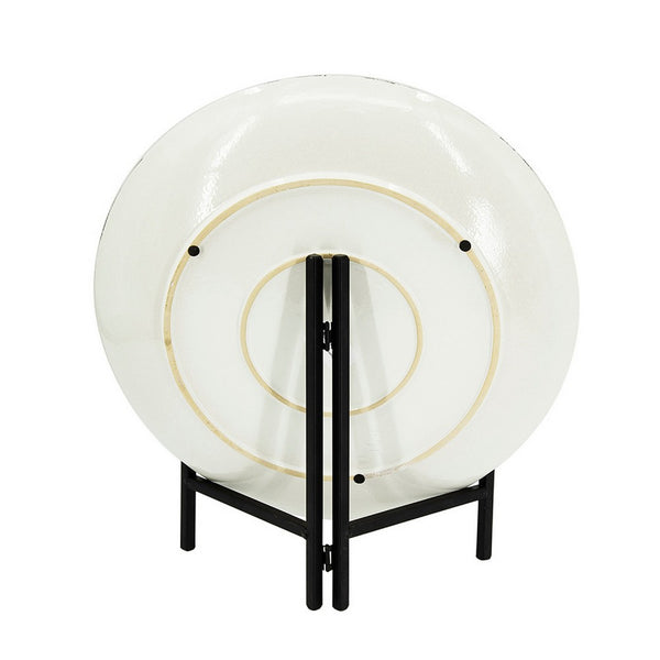 Decorative Charger Plate with Stand, Black and White Ceramic, 18 Inch - BM350142
