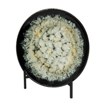 Decorative Charger Plate with Stand, Black and White Ceramic, 18 Inch - BM350142
